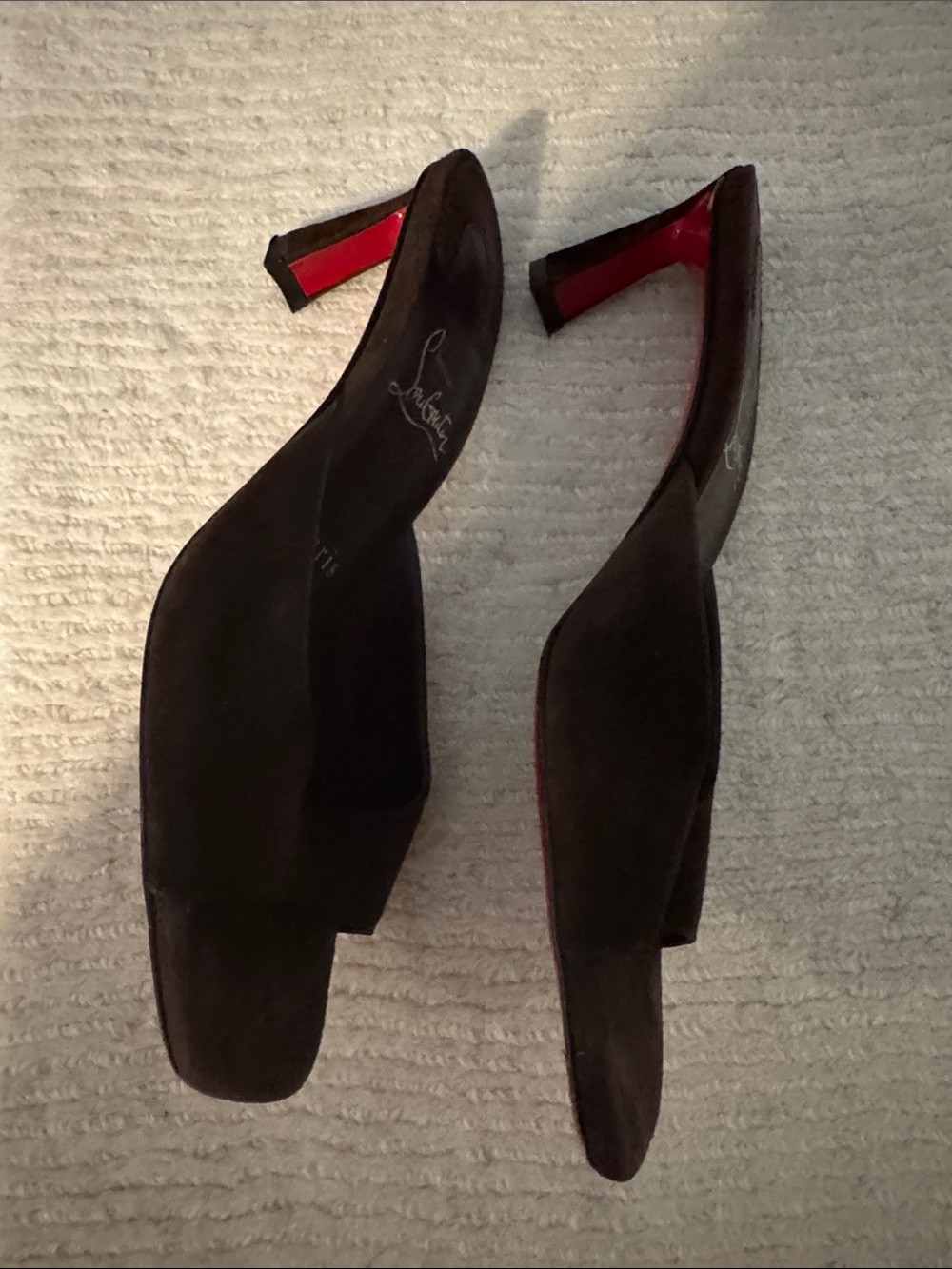 Christian Louboutin Dark Brown Suede Slide Mules - Picture 4 of 5